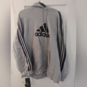 Adidas Gray Hoodie with Black Stripes